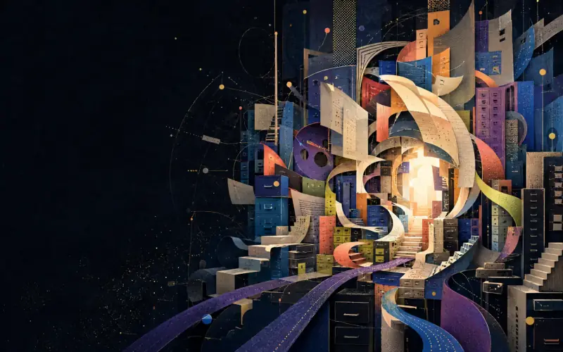 An original impossible-city archive of skewed routes, theatrical paper layers and improbable architecture